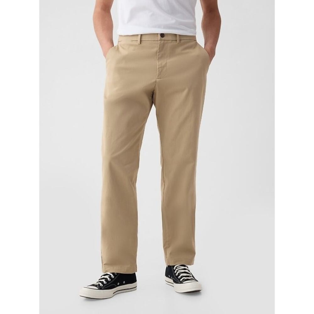 GAP Khakis Pants Beige Cotton Stretch Relaxed Straight Classic Chino Size 30x28
